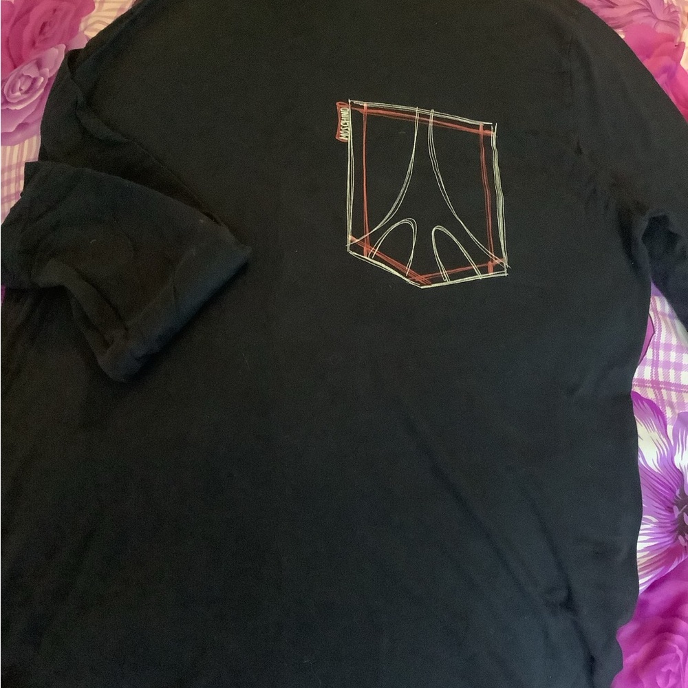 Moschino Black Crew Neck T-Shirt 100% cotton, long sleeves